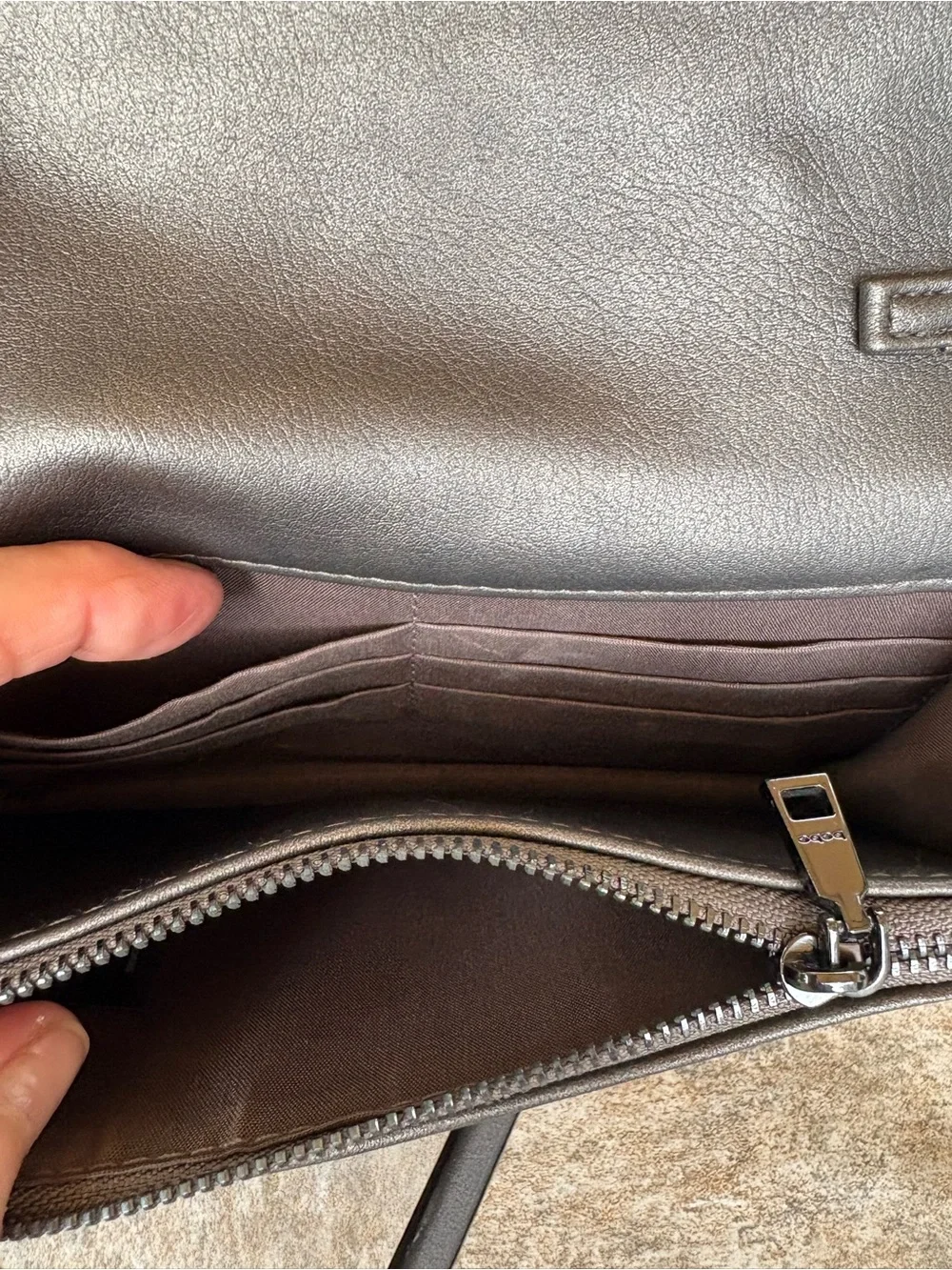 bebe Metallic Gunmetal Gray Studded Crossbody Bag